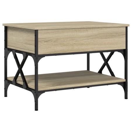 vidaXL Mesa de centro madera ingeniería metal roble Sonoma 70x50x50 cm