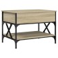 vidaXL Mesa de centro madera ingeniería metal roble Sonoma 70x50x50 cm