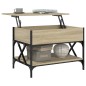 vidaXL Mesa de centro madera ingeniería metal roble Sonoma 70x50x50 cm