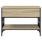 vidaXL Mesa de centro madera ingeniería metal roble Sonoma 70x50x50 cm