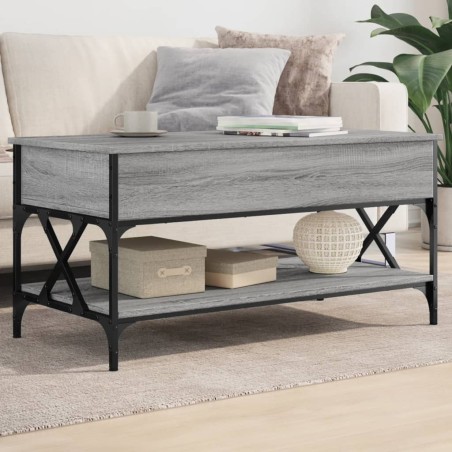vidaXL Mesa de centro madera ingeniería metal gris Sonoma 100x50x50 cm