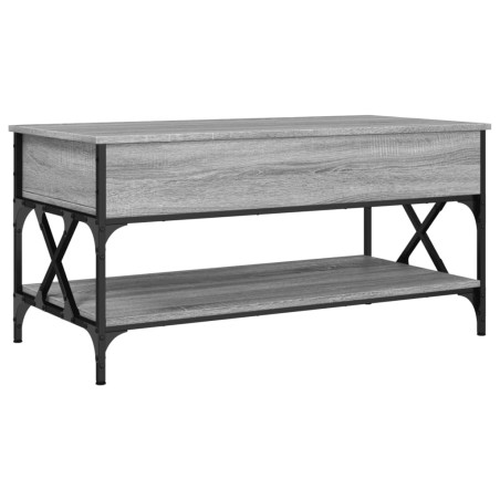 vidaXL Mesa de centro madera ingeniería metal gris Sonoma 100x50x50 cm