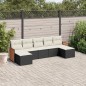 vidaXL Set de comedor de jardín 7 pzas y cojines ratán sintético negro vidaXL Set de comedor de jardín 7 pzas y cojines ratán sintético negro