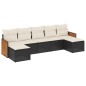 vidaXL Set de comedor de jardín 7 pzas y cojines ratán sintético negro vidaXL Set de comedor de jardín 7 pzas y cojines ratán sintético negro