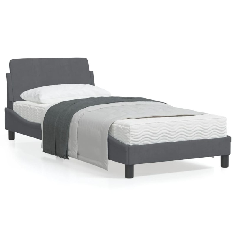 vidaXL Estructura de cama con cabecero terciopelo gris oscuro 90x190cm vidaXL Estructura de cama con cabecero terciopelo gris oscuro 90x190cm
