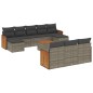 vidaXL Set de sofás de jardín 11 pzas y cojines ratán sintético gris vidaXL Set de sofás de jardín 11 pzas y cojines ratán sintético gris