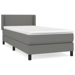 vidaXL Cama box spring con colchón tela gris oscuro 90x200 cm