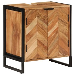 vidaXL Mueble de baño madera maciza de acacia y hierro 55x35x60 cm
