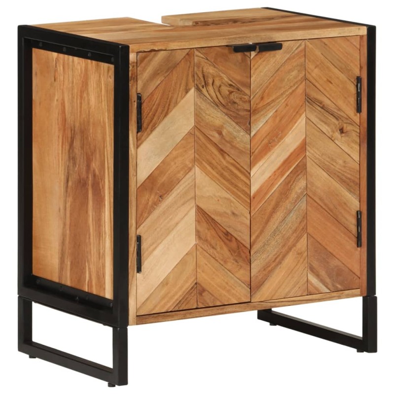 vidaXL Mueble de baño madera maciza de acacia y hierro 55x35x60 cm vidaXL Mueble de baño madera maciza de acacia y hierro 55x35x60 cm