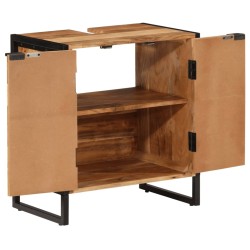 vidaXL Mueble de baño madera maciza de acacia y hierro 55x35x60 cm