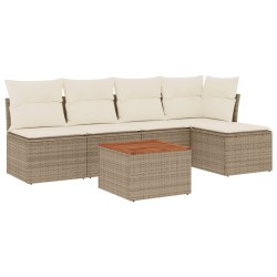 vidaXL Juego de sofás jardín con cojines 6 pzas ratán sintético beige