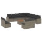 vidaXL Set de sofás de jardín 14 pzas con cojines ratán sintético gris vidaXL Set de sofás de jardín 14 pzas con cojines ratán sintético gris