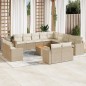 vidaXL Set sofás de jardín 14 pzas con cojines ratán sintético beige vidaXL Set sofás de jardín 14 pzas con cojines ratán sintético beige