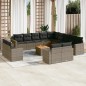 vidaXL Set de sofás de jardín 14 pzas con cojines ratán sintético gris vidaXL Set de sofás de jardín 14 pzas con cojines ratán sintético gris