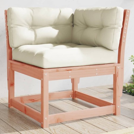 vidaXL Sofá esquinero de jardín con cojines madera Douglas 73x73x78 cm