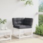 vidaXL Sofá esquinero jardín y cojines madera pino blanco 73x73x78 cm vidaXL Sofá esquinero jardín y cojines madera pino blanco 73x73x78 cm