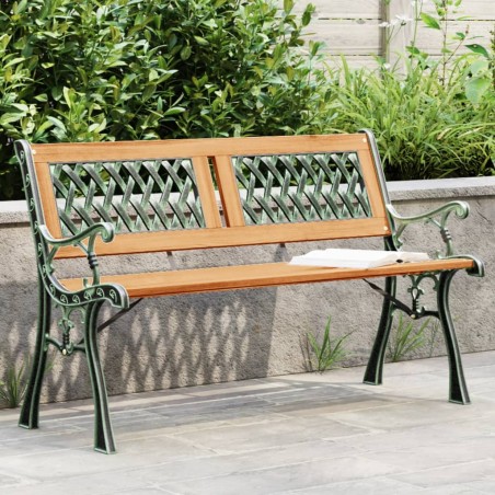 vidaXL Banco de jardín madera maciza abeto y acero 116 cm