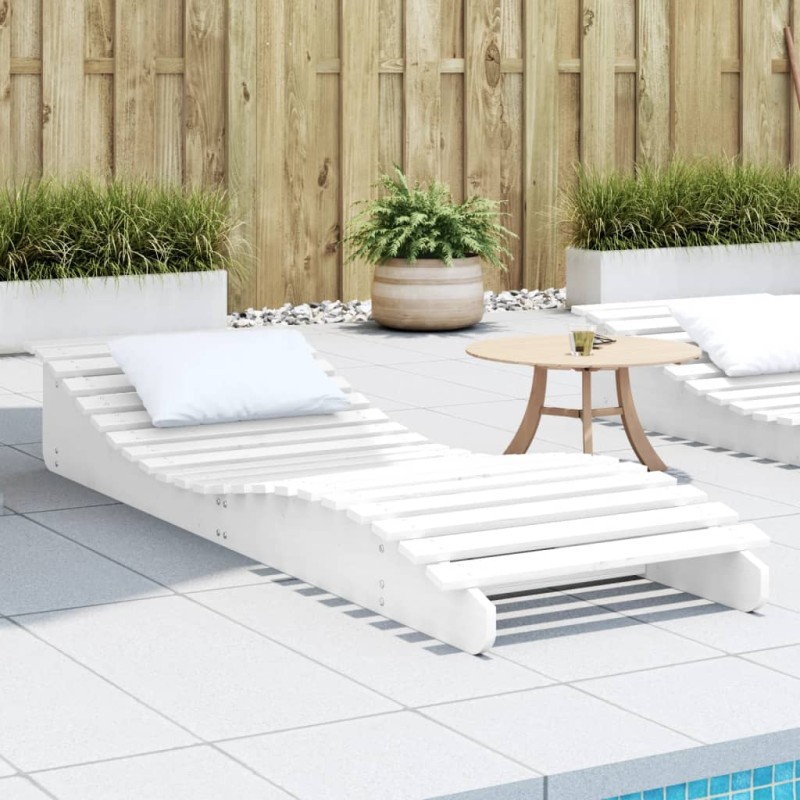 vidaXL Tumbona de madera maciza de pino blanca 205x60x31,5 cm vidaXL Tumbona de madera maciza de pino blanca 205x60x31,5 cm