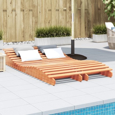 vidaXL Tumbonas madera maciza de pino marrón 2 uds 205x60x31,5 cm