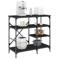 vidaXL Estantería de cocina madera ingeniería metal negro 90x40x84 cm