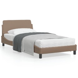 vidaXL Estructura de cama cabecero cuero sintético capuchino 100x200cm