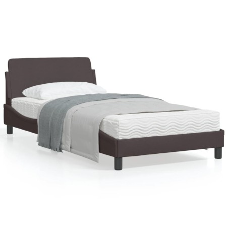 vidaXL Estructura de cama con cabecero de tela marrón 100x200 cm