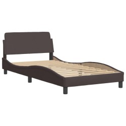vidaXL Estructura de cama con cabecero de tela marrón 100x200 cm