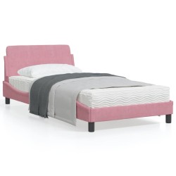 vidaXL Estructura de cama con cabecero de terciopelo rosa 100x200 cm