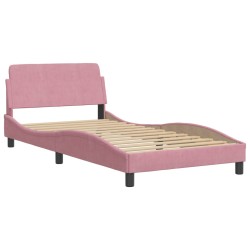 vidaXL Estructura de cama con cabecero de terciopelo rosa 100x200 cm