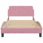 vidaXL Estructura de cama con cabecero de terciopelo rosa 100x200 cm vidaXL Estructura de cama con cabecero de terciopelo rosa 100x200 cm