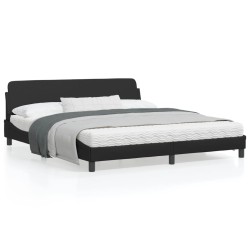 vidaXL Estructura de cama con cabecero cuero sintético negro 180x200cm