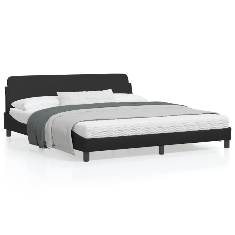 vidaXL Estructura de cama con cabecero cuero sintético negro 180x200cm vidaXL Estructura de cama con cabecero cuero sintético negro 180x200cm