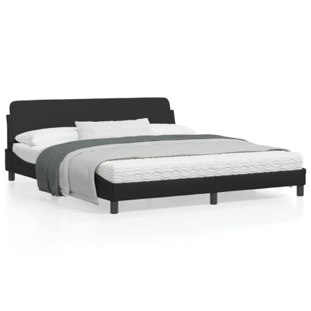 vidaXL Estructura de cama con cabecero cuero sintético negro 180x200cm