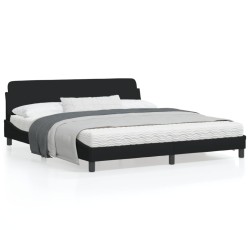 vidaXL Estructura de cama con cabecero de tela negro 180x200 cm