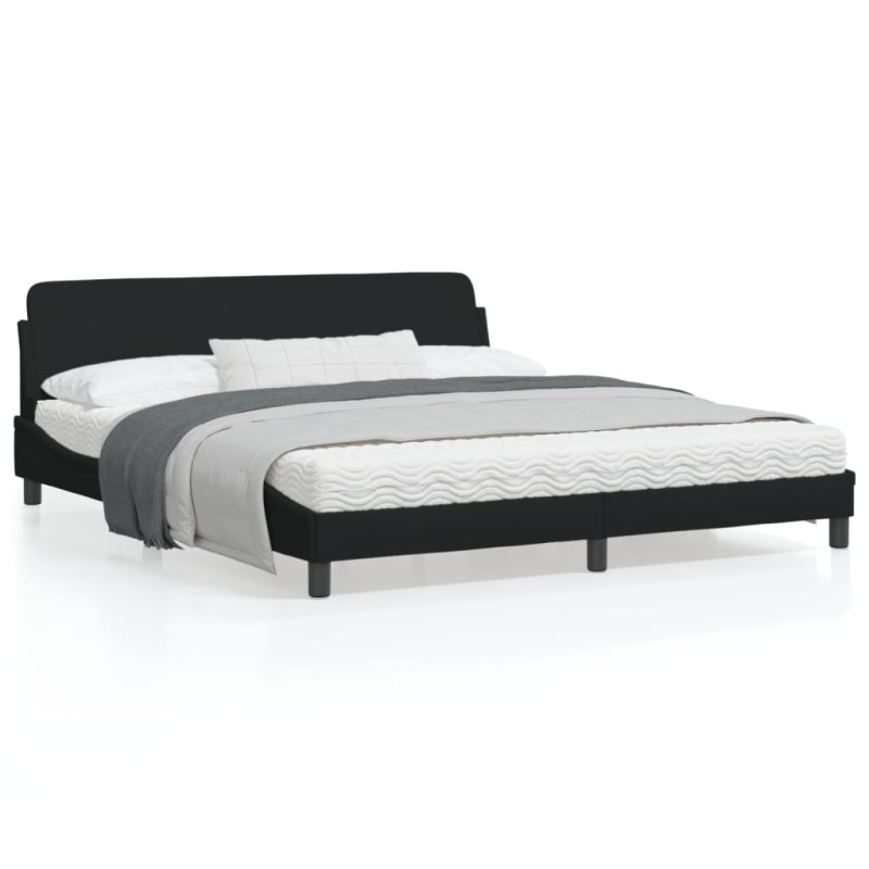 vidaXL Estructura de cama con cabecero de tela negro 180x200 cm