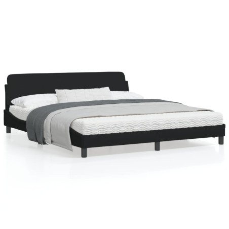 vidaXL Estructura de cama con cabecero de tela negro 180x200 cm