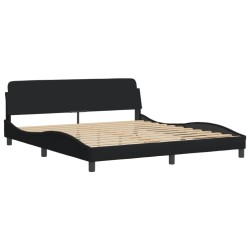 vidaXL Estructura de cama con cabecero de tela negro 180x200 cm