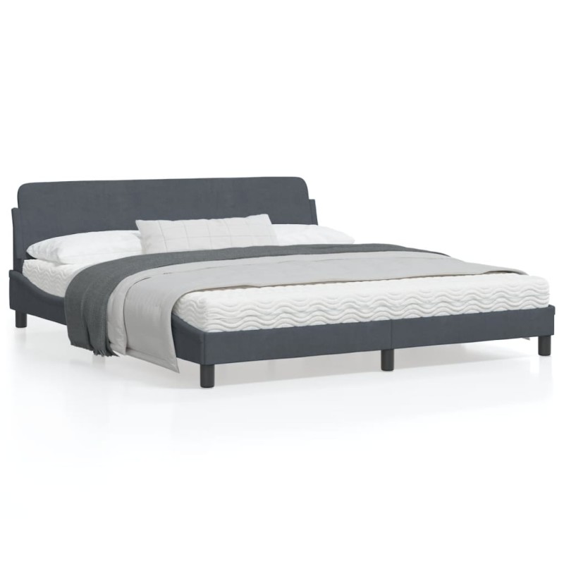 vidaXL Estructura cama con cabecero terciopelo gris oscuro 180x200 cm vidaXL Estructura cama con cabecero terciopelo gris oscuro 180x200 cm
