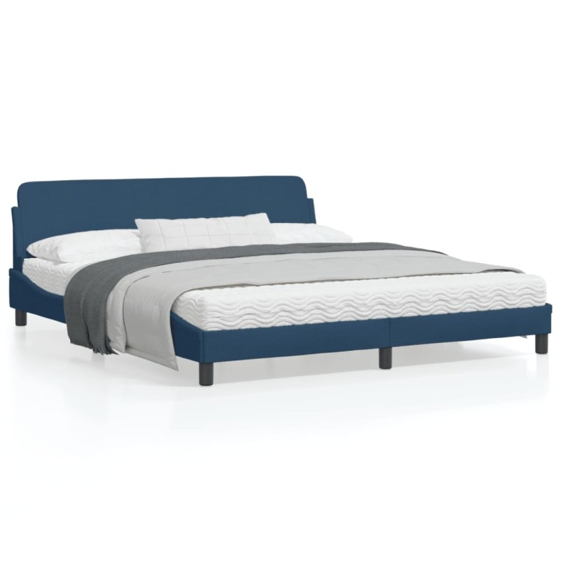 vidaXL Estructura de cama con cabecero de tela azul 180x200 cm vidaXL Estructura de cama con cabecero de tela azul 180x200 cm
