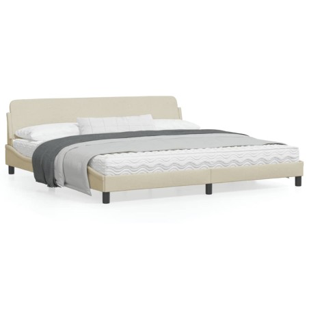 vidaXL Estructura de cama con cabecero de tela color crema 200x200 cm