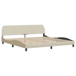 vidaXL Estructura de cama con cabecero de tela color crema 200x200 cm