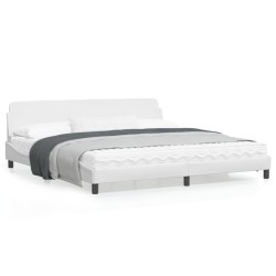 vidaXL Estructura de cama cabecero cuero sintético blanco 200x200 cm