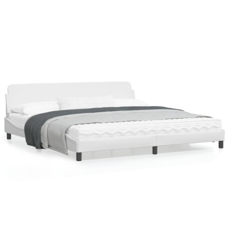 vidaXL Estructura de cama cabecero cuero sintético blanco 200x200 cm