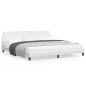 vidaXL Estructura de cama cabecero cuero sintético blanco 200x200 cm vidaXL Estructura de cama cabecero cuero sintético blanco 200x200 cm