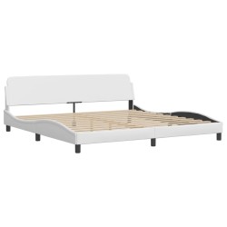 vidaXL Estructura de cama cabecero cuero sintético blanco 200x200 cm