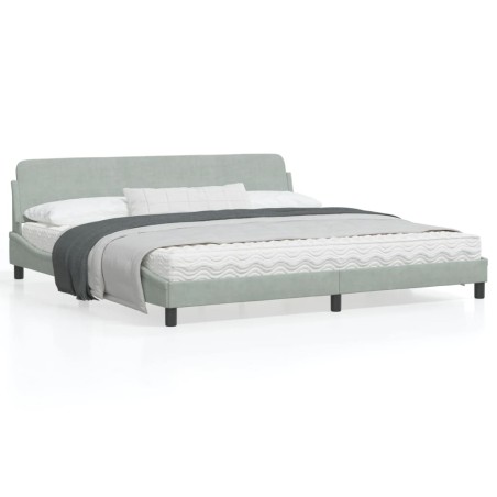 vidaXL Estructura de cama con cabecero terciopelo gris claro 200x200cm