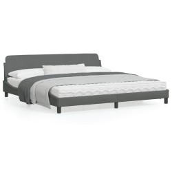 vidaXL Estructura de cama con cabecero tela gris oscuro 200x200 cm