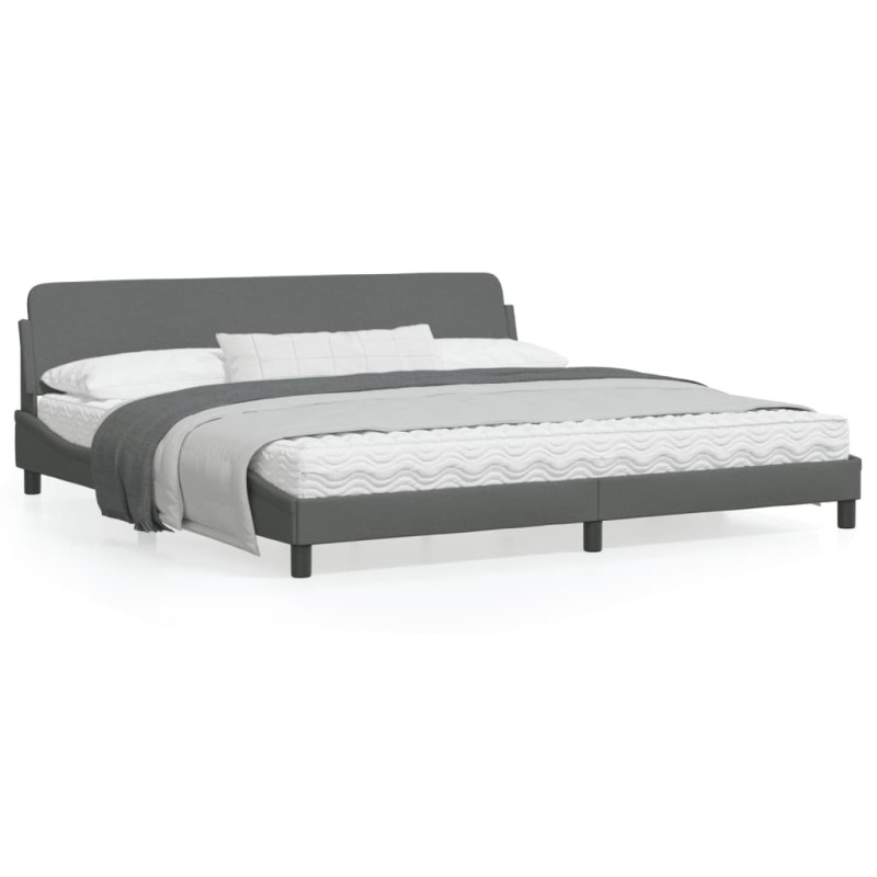 vidaXL Estructura de cama con cabecero tela gris oscuro 200x200 cm