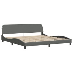 vidaXL Estructura de cama con cabecero tela gris oscuro 200x200 cm