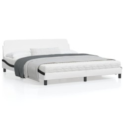 vidaXL Estructura de cama con cabecero cuero sintético blanco y negro